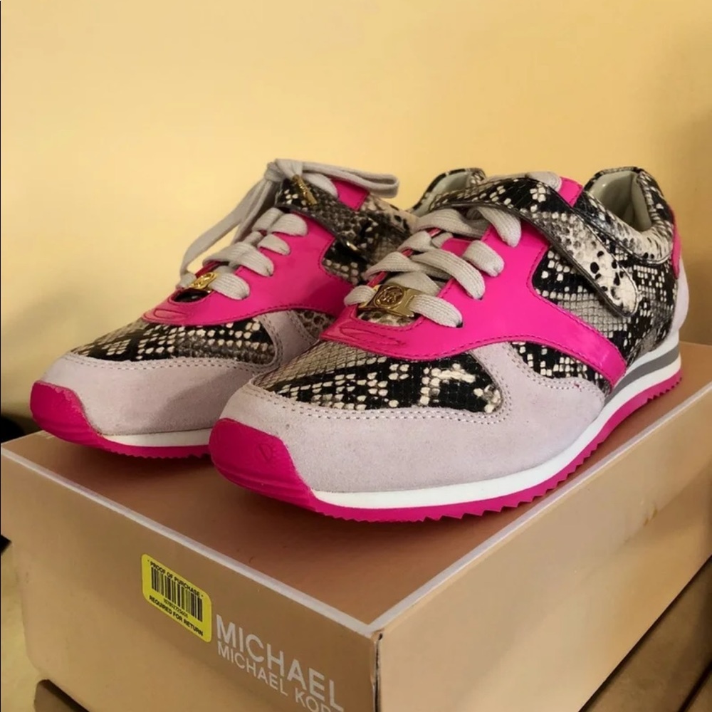 New Michael Kors Alexandra Pink Trainer Sneakers